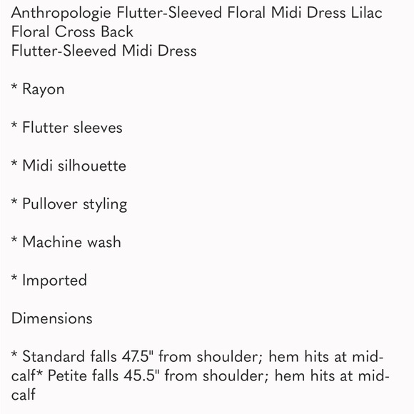 Anthropologie flutter sleeved midi cross back lilac dress. XS - Picture 6 of 12